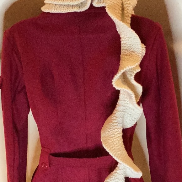 BODY CENTRAL RED WOOL BLEND FITTED WINTER COAT SZ. S - Picture 9 of 13